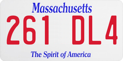 MA license plate 261DL4
