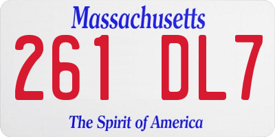 MA license plate 261DL7