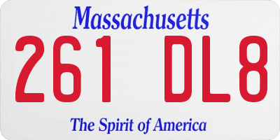 MA license plate 261DL8