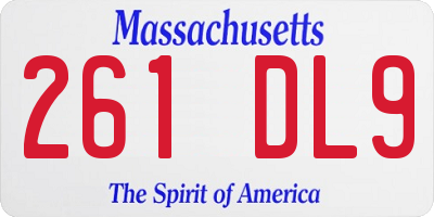 MA license plate 261DL9