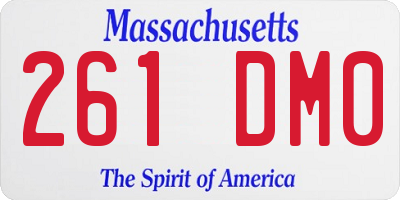 MA license plate 261DM0