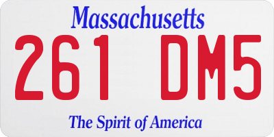 MA license plate 261DM5