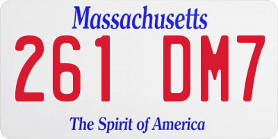 MA license plate 261DM7
