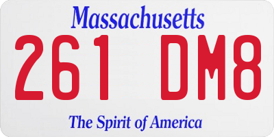 MA license plate 261DM8