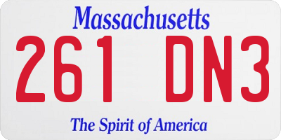 MA license plate 261DN3