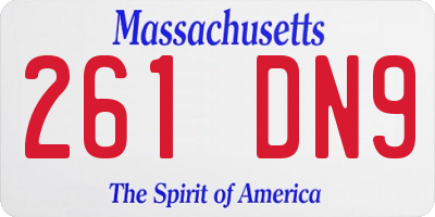 MA license plate 261DN9