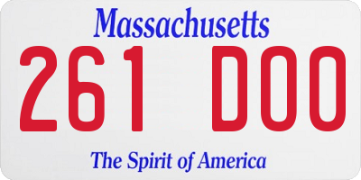 MA license plate 261DO0
