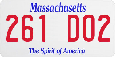 MA license plate 261DO2