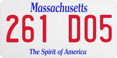 MA license plate 261DO5