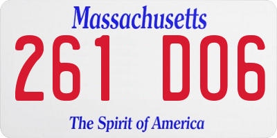 MA license plate 261DO6
