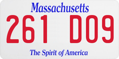 MA license plate 261DO9