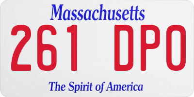MA license plate 261DP0