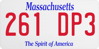MA license plate 261DP3