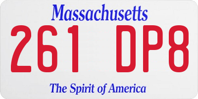 MA license plate 261DP8