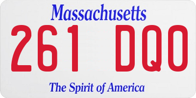 MA license plate 261DQ0