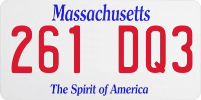 MA license plate 261DQ3