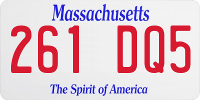 MA license plate 261DQ5