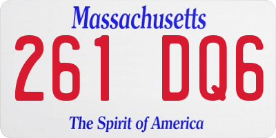 MA license plate 261DQ6