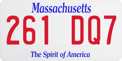 MA license plate 261DQ7