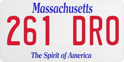 MA license plate 261DR0