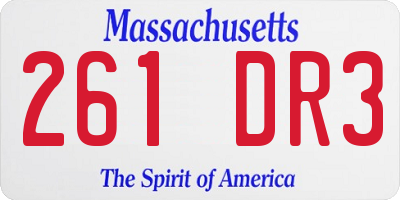 MA license plate 261DR3