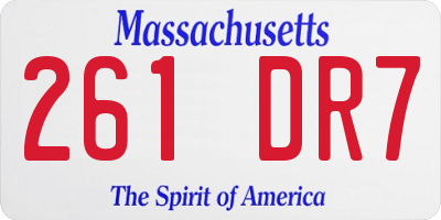 MA license plate 261DR7