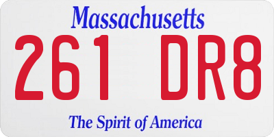 MA license plate 261DR8