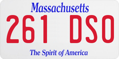 MA license plate 261DS0