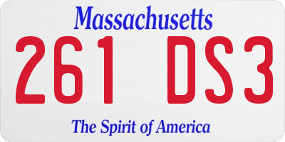 MA license plate 261DS3