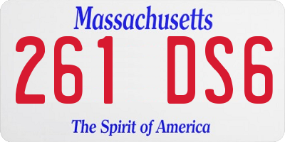 MA license plate 261DS6