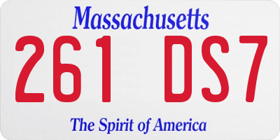 MA license plate 261DS7