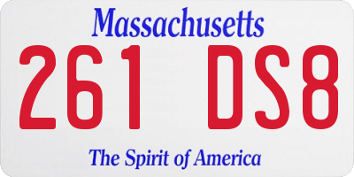 MA license plate 261DS8