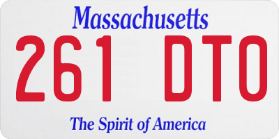 MA license plate 261DT0