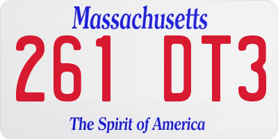 MA license plate 261DT3