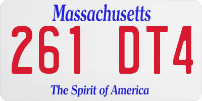 MA license plate 261DT4