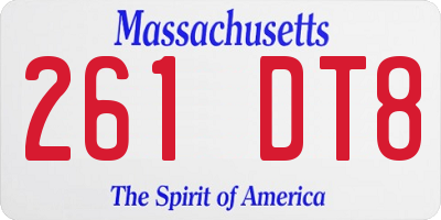 MA license plate 261DT8