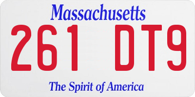 MA license plate 261DT9