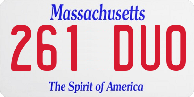 MA license plate 261DU0