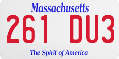 MA license plate 261DU3