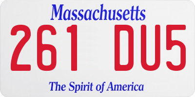 MA license plate 261DU5
