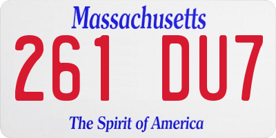 MA license plate 261DU7