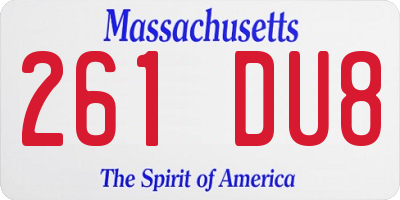 MA license plate 261DU8