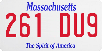 MA license plate 261DU9