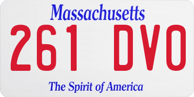 MA license plate 261DV0