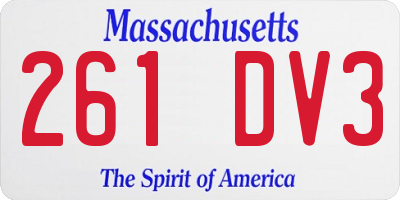 MA license plate 261DV3