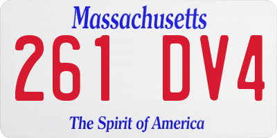 MA license plate 261DV4
