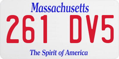 MA license plate 261DV5