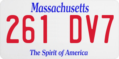 MA license plate 261DV7