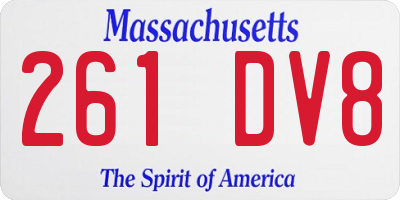 MA license plate 261DV8