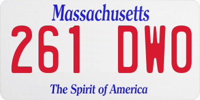 MA license plate 261DW0